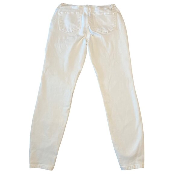 Bridge By Gly White Curvy High Rise Ankle Skinny Jeans Size 30 Distressed Hem - Picture 8 of 9
